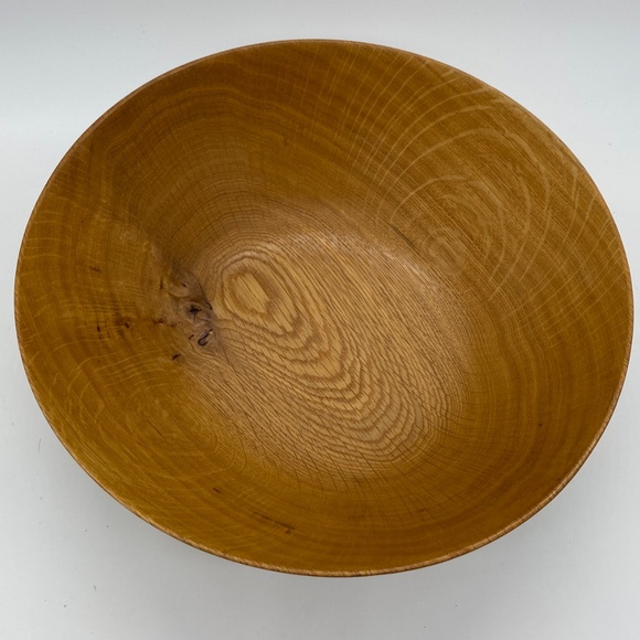 Handmade Wooden White Oak With Little Burl 11 3/8 X 4 Bowl Beautiful Grain - Picture 2 of 12